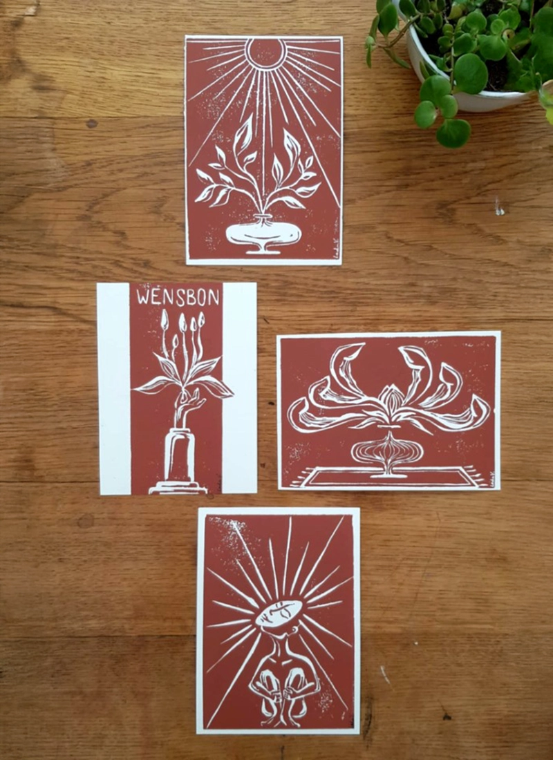 Card Set of 4 Sienna brown
